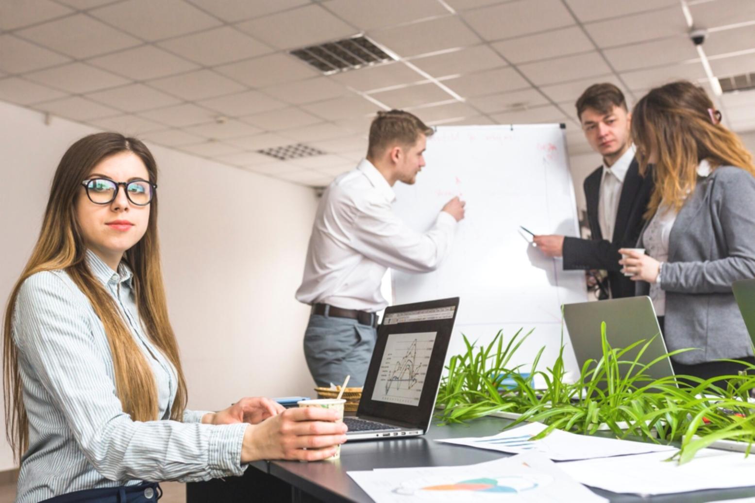 Students participating in an interactive workplace psychology session